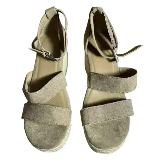 Hot tomato 9.5 wedge sandals Open Toed Camel Swede - Picture 4 of 12
